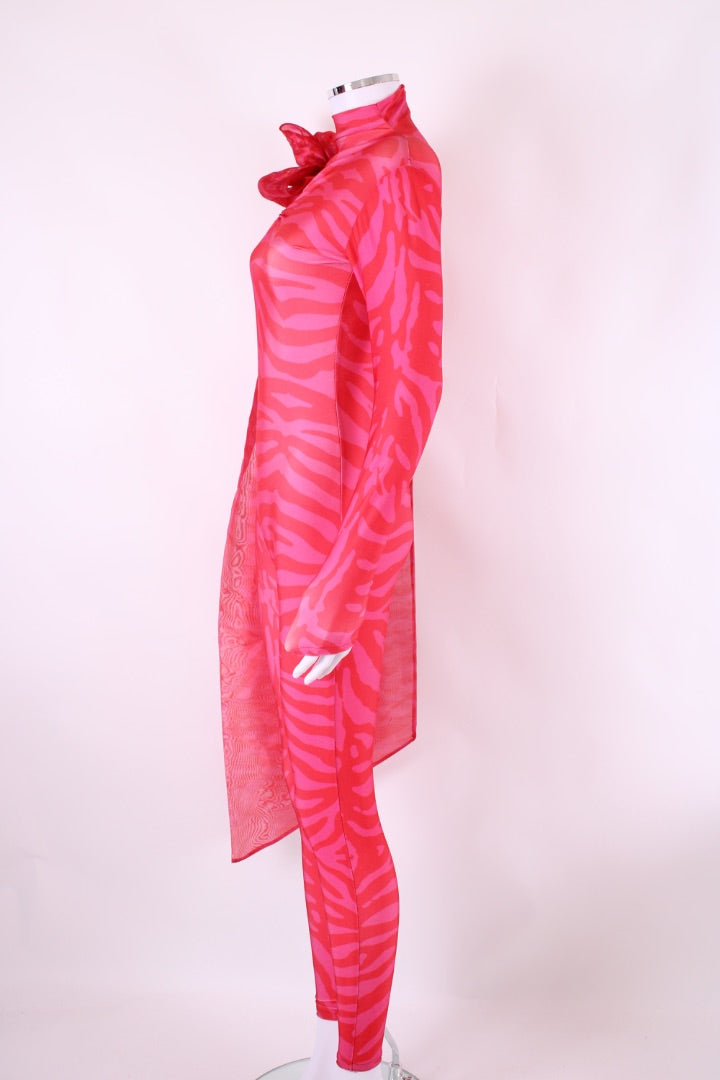 ATU Body Couture Tiger Print Catsuit Pink/ Red S | Default Title, Pink