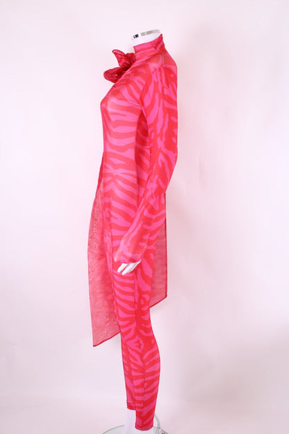 ATU Body Couture Tiger Print Catsuit Pink/ Red S | Default Title, Pink