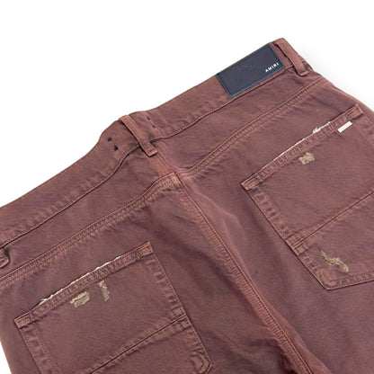 AMIRI CARPENTER DISTRESSED DENIM JEANS BROWN 34 / L | Large, Brown