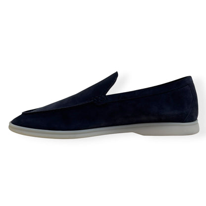 LORO PIANA SUMMER WALK SUEDE LOAFERS NAVY GUM 44.5 / UK10.5 | UK 10.5, Navy