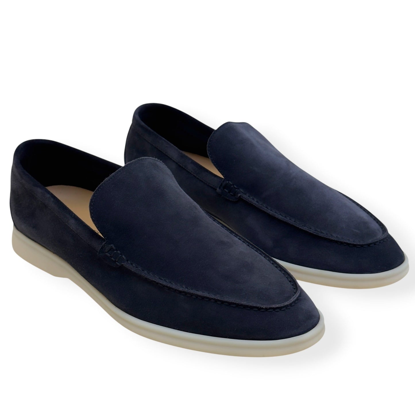 LORO PIANA SUMMER WALK SUEDE LOAFERS NAVY GUM 44.5 / UK10.5 | UK 10.5, Navy
