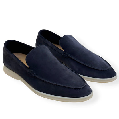 LORO PIANA SUMMER WALK SUEDE LOAFERS NAVY GUM 44.5 / UK10.5 | UK 10.5, Navy