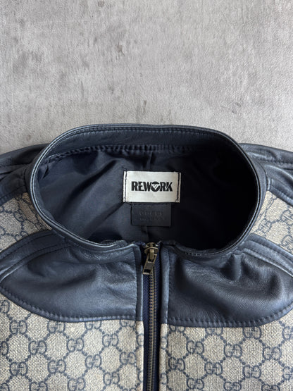 VT Rework: Gucci Monogram Cropped Blue Leather Racer Corset