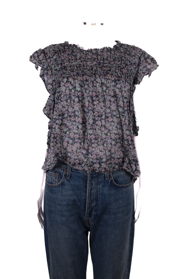 Isabel Marant Etoile S/S Floral Blouse Blue/ Lilac 8 | O/S, Blue