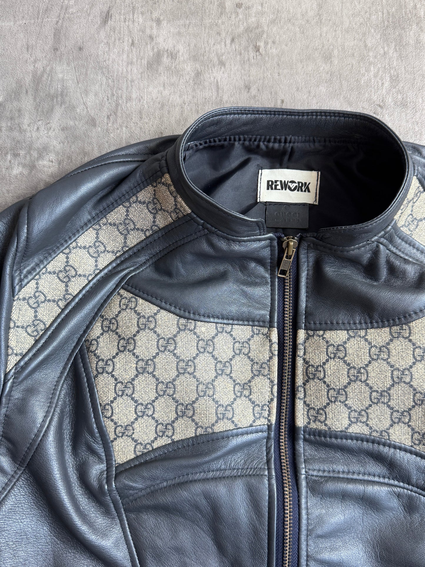 VT Rework: Gucci Monogram Cropped Blue Leather Racer Corset