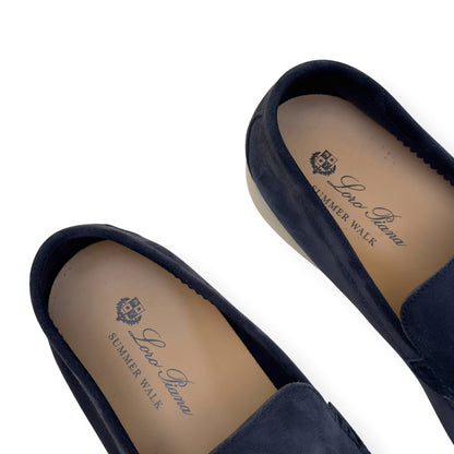 LORO PIANA SUMMER WALK SUEDE LOAFERS NAVY GUM 44.5 / UK10.5 | UK 10.5, Navy