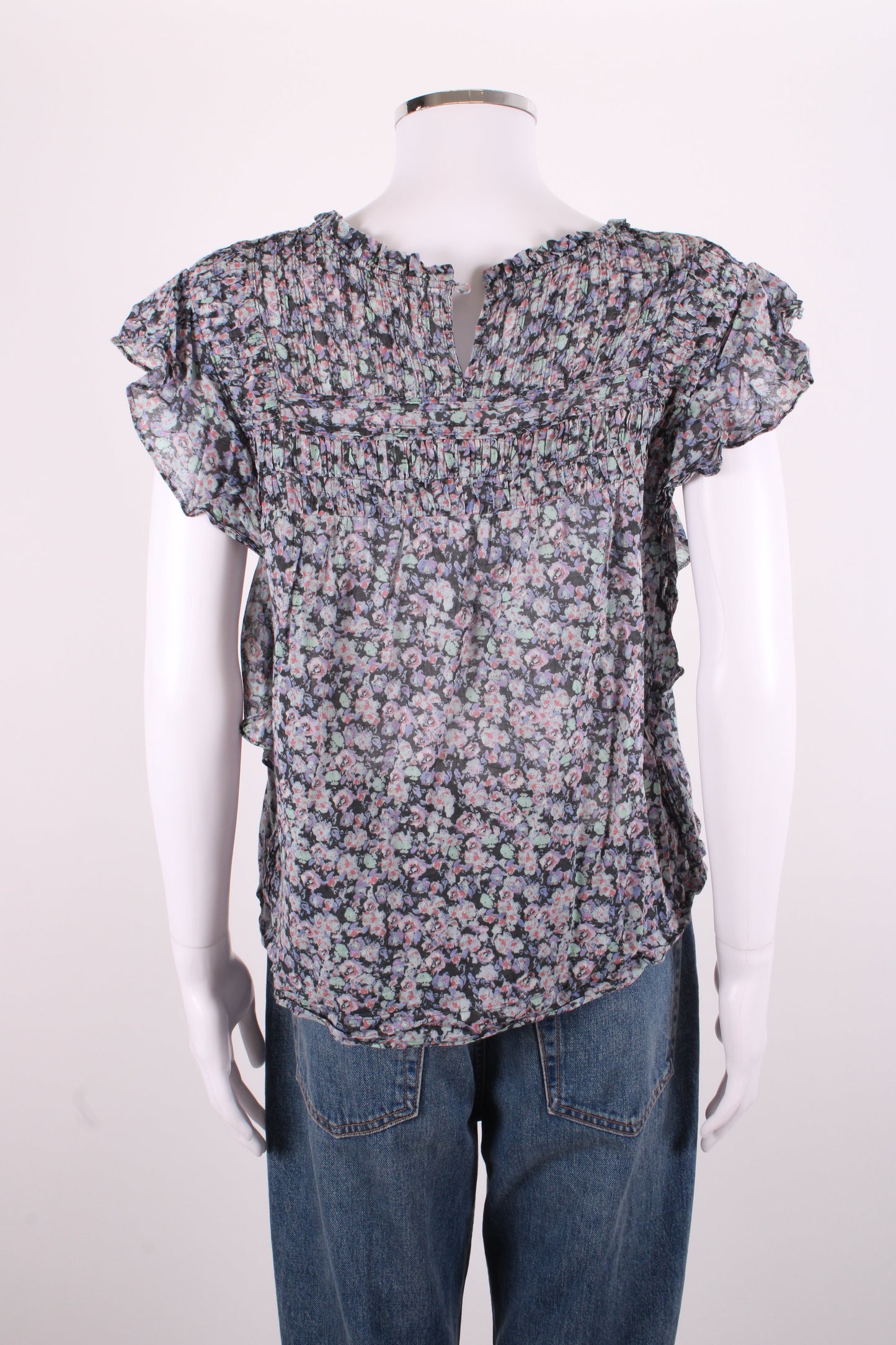 Isabel Marant Etoile S/S Floral Blouse Blue/ Lilac 8 | O/S, Blue
