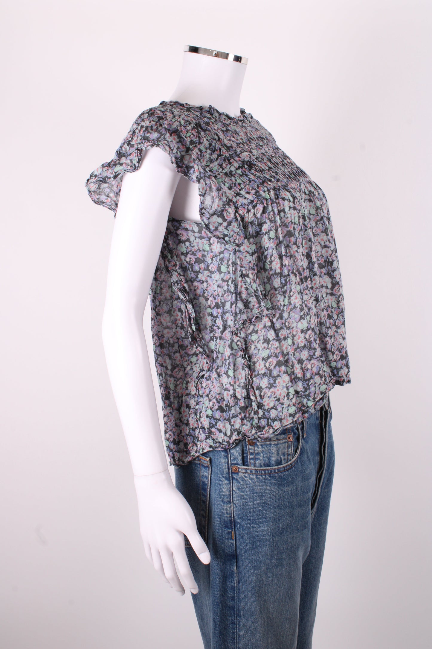 Isabel Marant Etoile S/S Floral Blouse Blue/ Lilac 8 | O/S, Blue