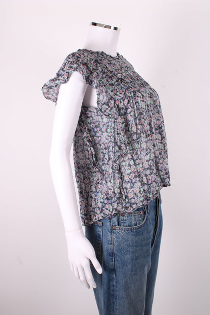 Isabel Marant Etoile S/S Floral Blouse Blue/ Lilac 8 | O/S, Blue
