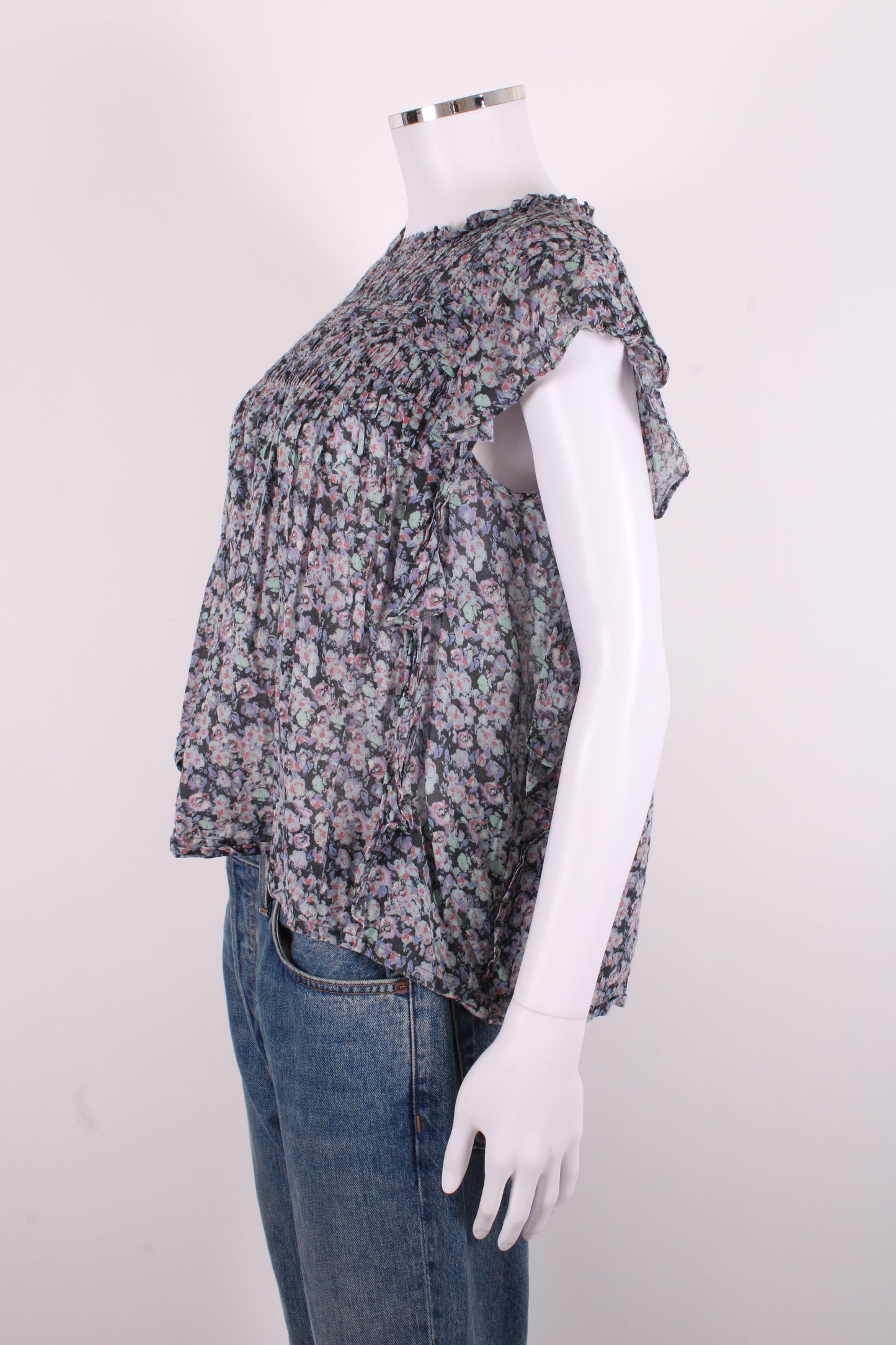 Isabel Marant Etoile S/S Floral Blouse Blue/ Lilac 8 | O/S, Blue