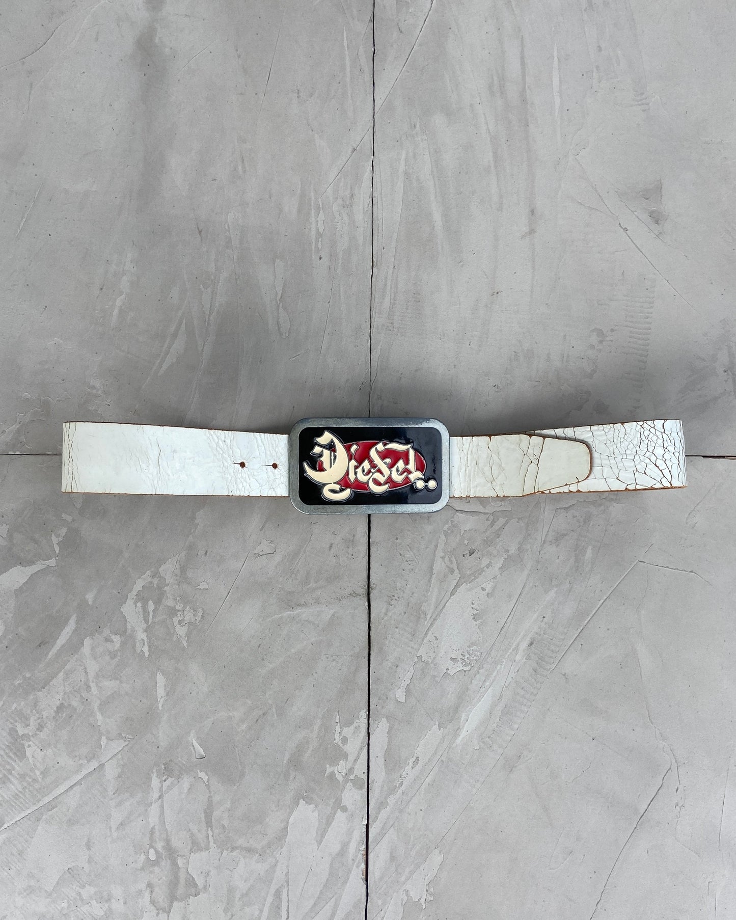 DIESEL 2000'S LEATHER STATEMENT CHUNKY LOGO BELT | O/S, Red