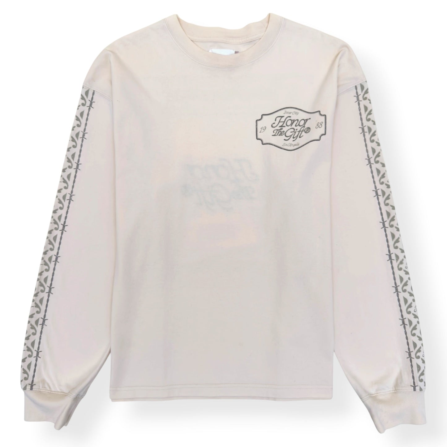 HONOR THE GIFT HTG LOGO PRINT LONG SLEEVE T-SHIRT CREAM L | Large, Cream
