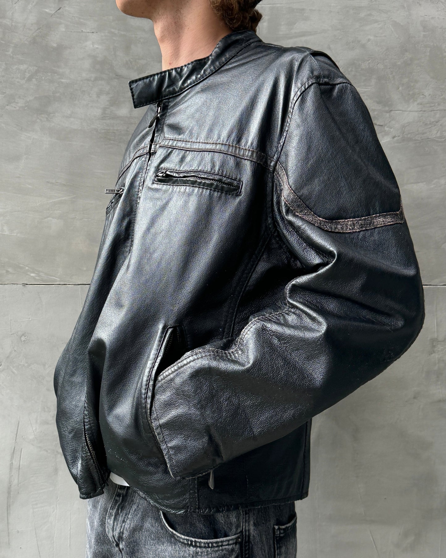 WILSONS 90'S DRAGON BLACK LEATHER JACKET - L | Large, Black