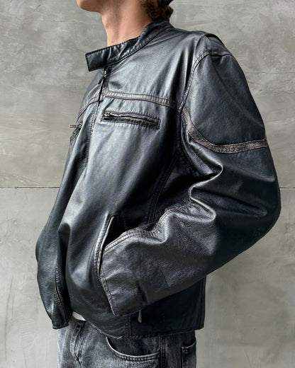 WILSONS 90'S DRAGON BLACK LEATHER JACKET - L | Large, Black