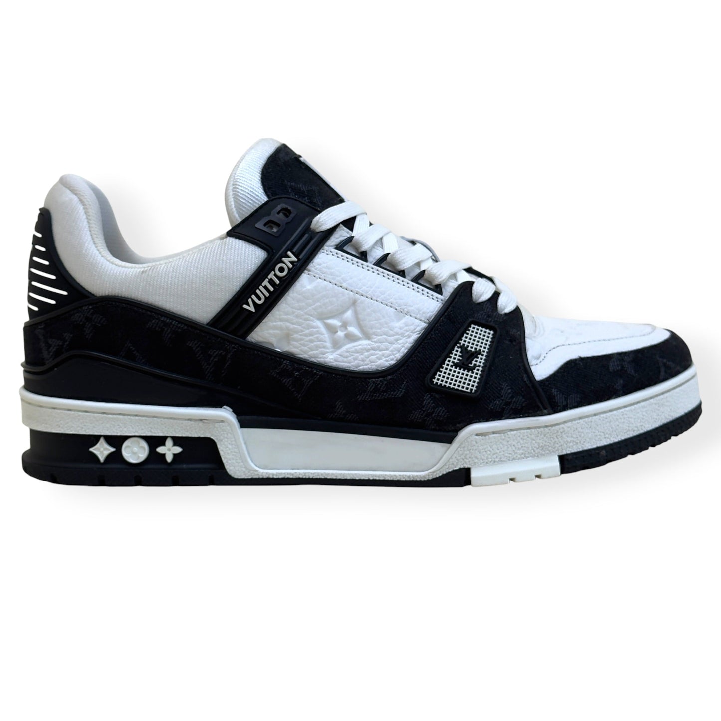 LOUIS VUITTON LV TRAINER MONOGRAM DENIM SNEAKER BLACK / WHITE UK8.5 | UK 8.5, Black