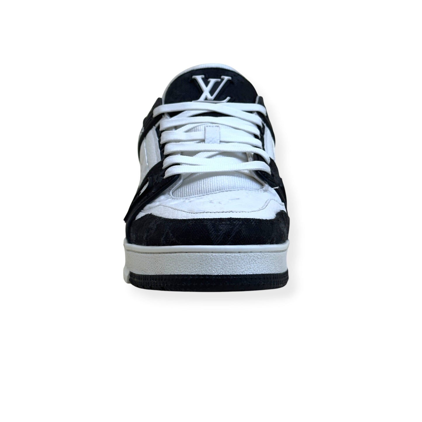LOUIS VUITTON LV TRAINER MONOGRAM DENIM SNEAKER BLACK / WHITE UK8.5 | UK 8.5, Black