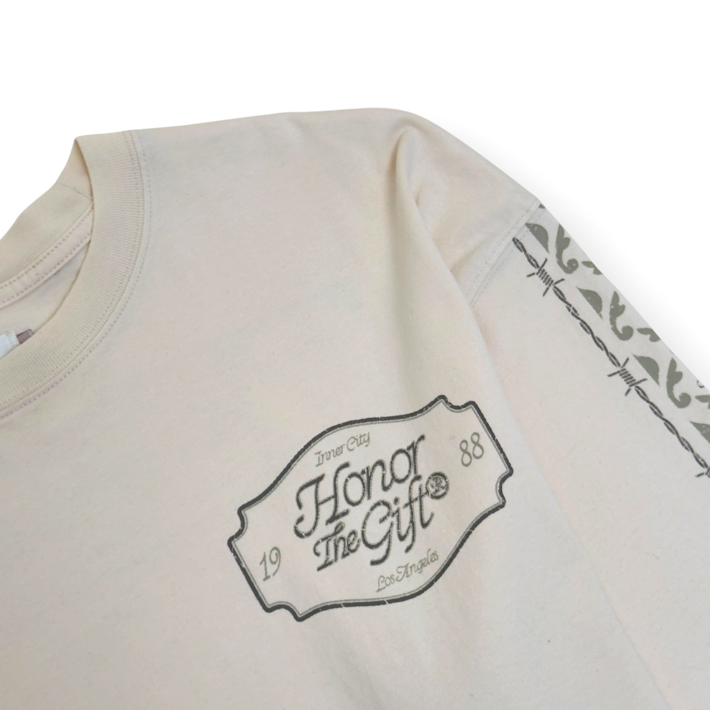 HONOR THE GIFT HTG LOGO PRINT LONG SLEEVE T-SHIRT CREAM L | Large, Cream