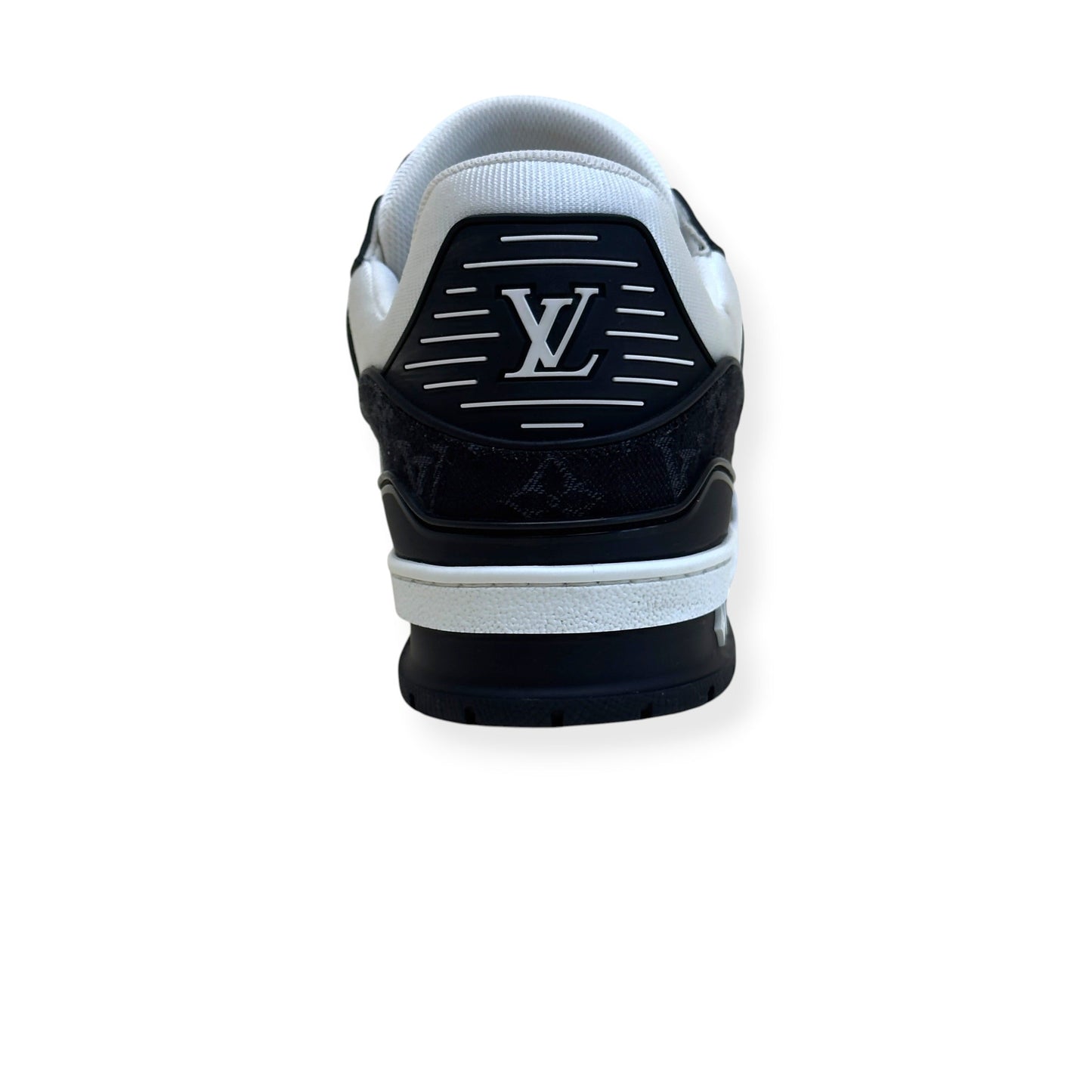 LOUIS VUITTON LV TRAINER MONOGRAM DENIM SNEAKER BLACK / WHITE UK8.5 | UK 8.5, Black