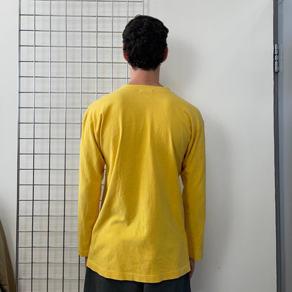 Stone Island Marina Yellow 80s Henley Long Sleeve T-Shirt | Large, Yellow