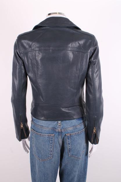 All Saints Leather Jacket Navy 6 | O/S, Navy