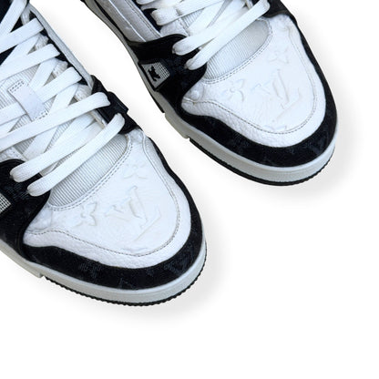 LOUIS VUITTON LV TRAINER MONOGRAM DENIM SNEAKER BLACK / WHITE UK8.5 | UK 8.5, Black