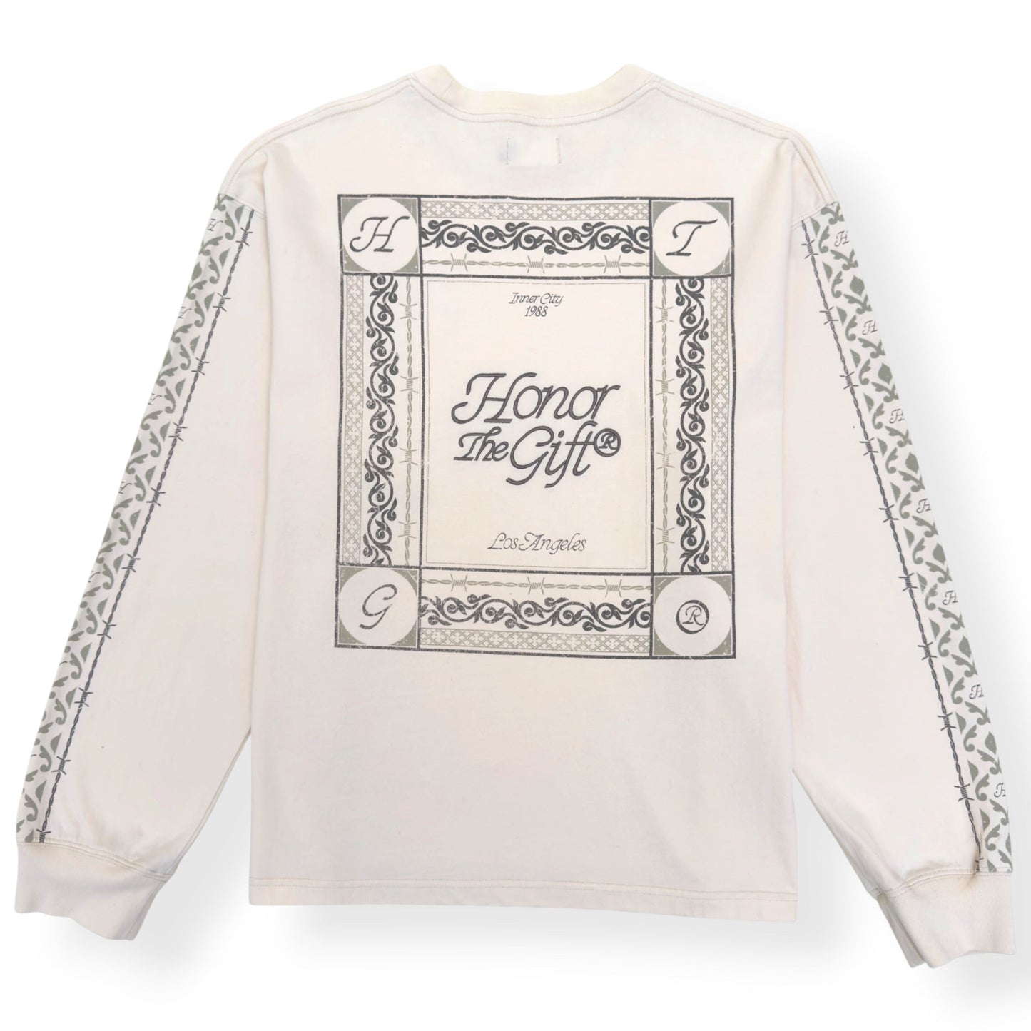 HONOR THE GIFT HTG LOGO PRINT LONG SLEEVE T-SHIRT CREAM L | Large, Cream