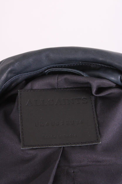 All Saints Leather Jacket Navy 6 | O/S, Navy