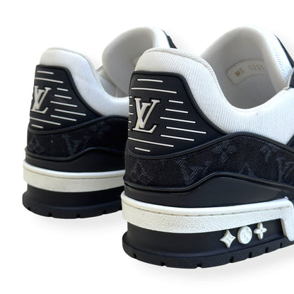 LOUIS VUITTON LV TRAINER MONOGRAM DENIM SNEAKER BLACK / WHITE UK8.5 | UK 8.5, Black