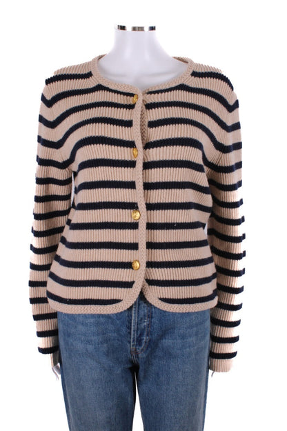 Rag & Bone L/S Stripe Cardigan Beige/ Navy M | O/S, Beige