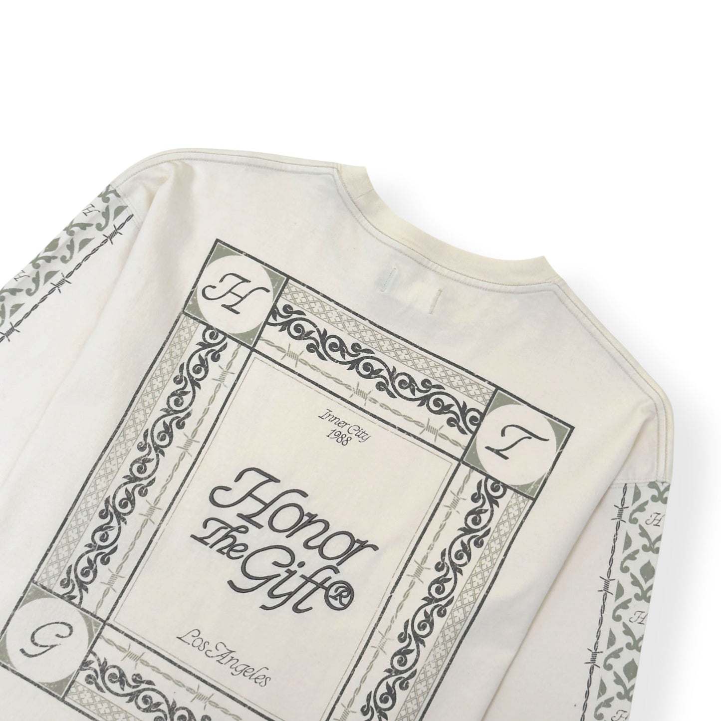 HONOR THE GIFT HTG LOGO PRINT LONG SLEEVE T-SHIRT CREAM L | Large, Cream