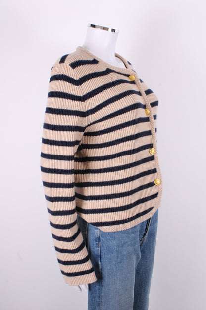 Rag & Bone L/S Stripe Cardigan Beige/ Navy M | O/S, Beige