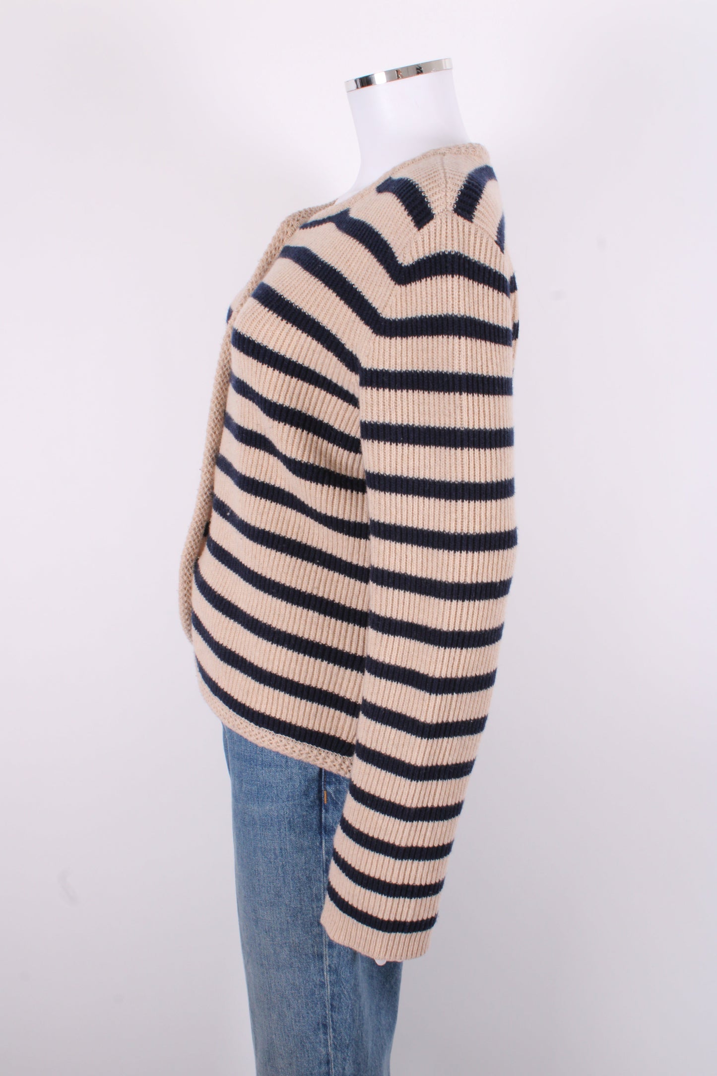 Rag & Bone L/S Stripe Cardigan Beige/ Navy M | O/S, Beige