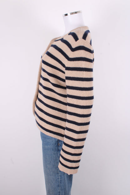Rag & Bone L/S Stripe Cardigan Beige/ Navy M | O/S, Beige