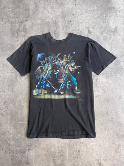 1993 Ecko Unlimited Washed Black Distressed Single Stitch Graphic Tee