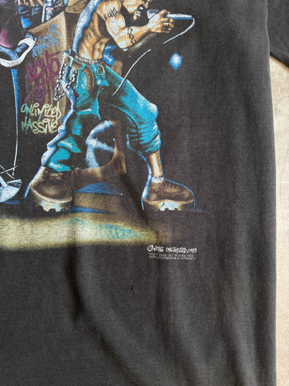 1993 Ecko Unlimited Washed Black Distressed Single Stitch Graphic Tee