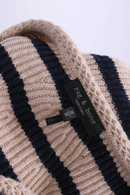 Rag & Bone L/S Stripe Cardigan Beige/ Navy M | O/S, Beige