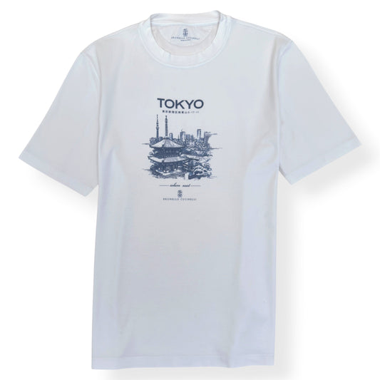 BRUNELLO CUCINELLI TOKYO GRAPHIC PRINT T-SHIRT WHITE XXL | XXL, White
