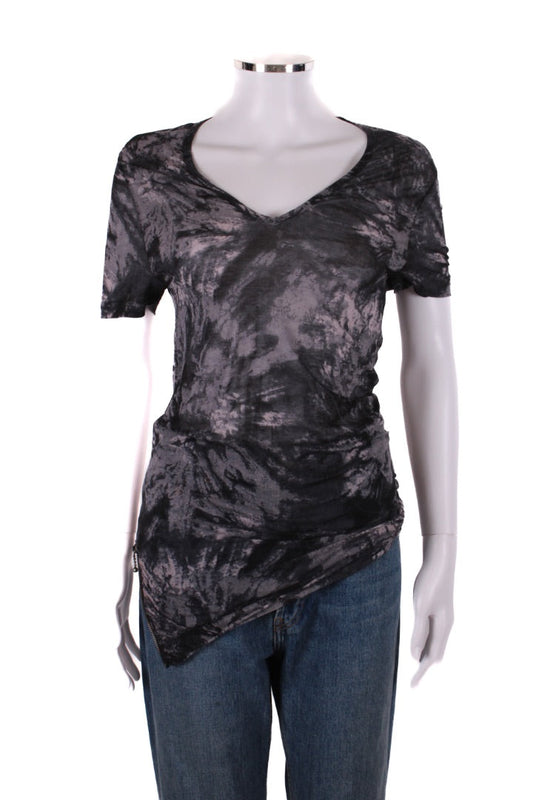 McQ S/S Side Zip Tie Dye T-shirt Grey/ Black M | O/S, Black