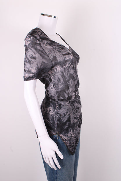 McQ S/S Side Zip Tie Dye T-shirt Grey/ Black M | O/S, Black