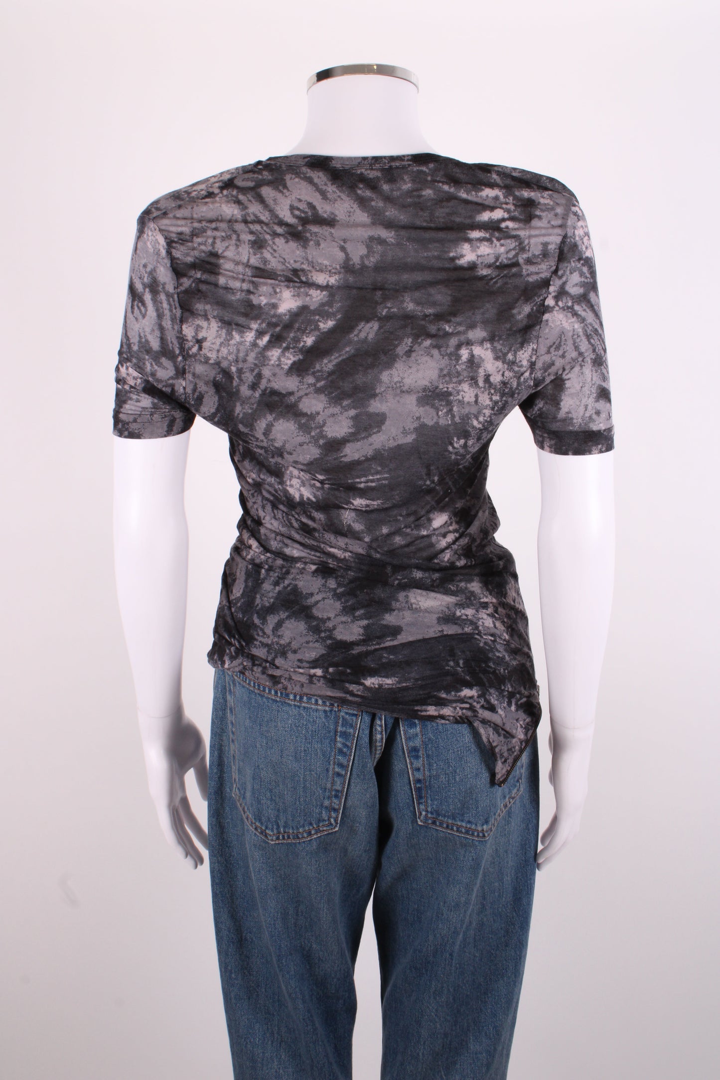 McQ S/S Side Zip Tie Dye T-shirt Grey/ Black M | O/S, Black