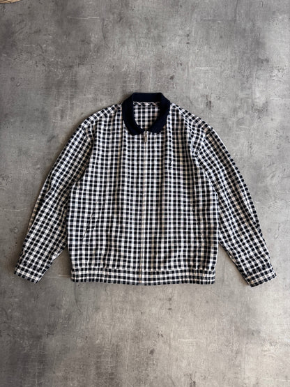 YSL Black and White Check Lightweight Cotton Bomber Jacket