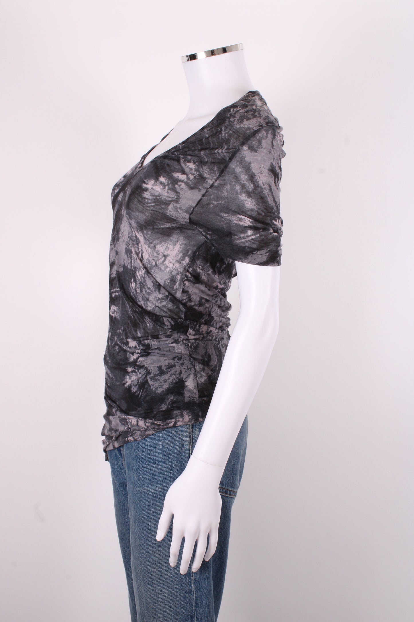 McQ S/S Side Zip Tie Dye T-shirt Grey/ Black M | O/S, Black