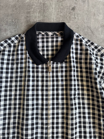 YSL Black and White Check Lightweight Cotton Bomber Jacket