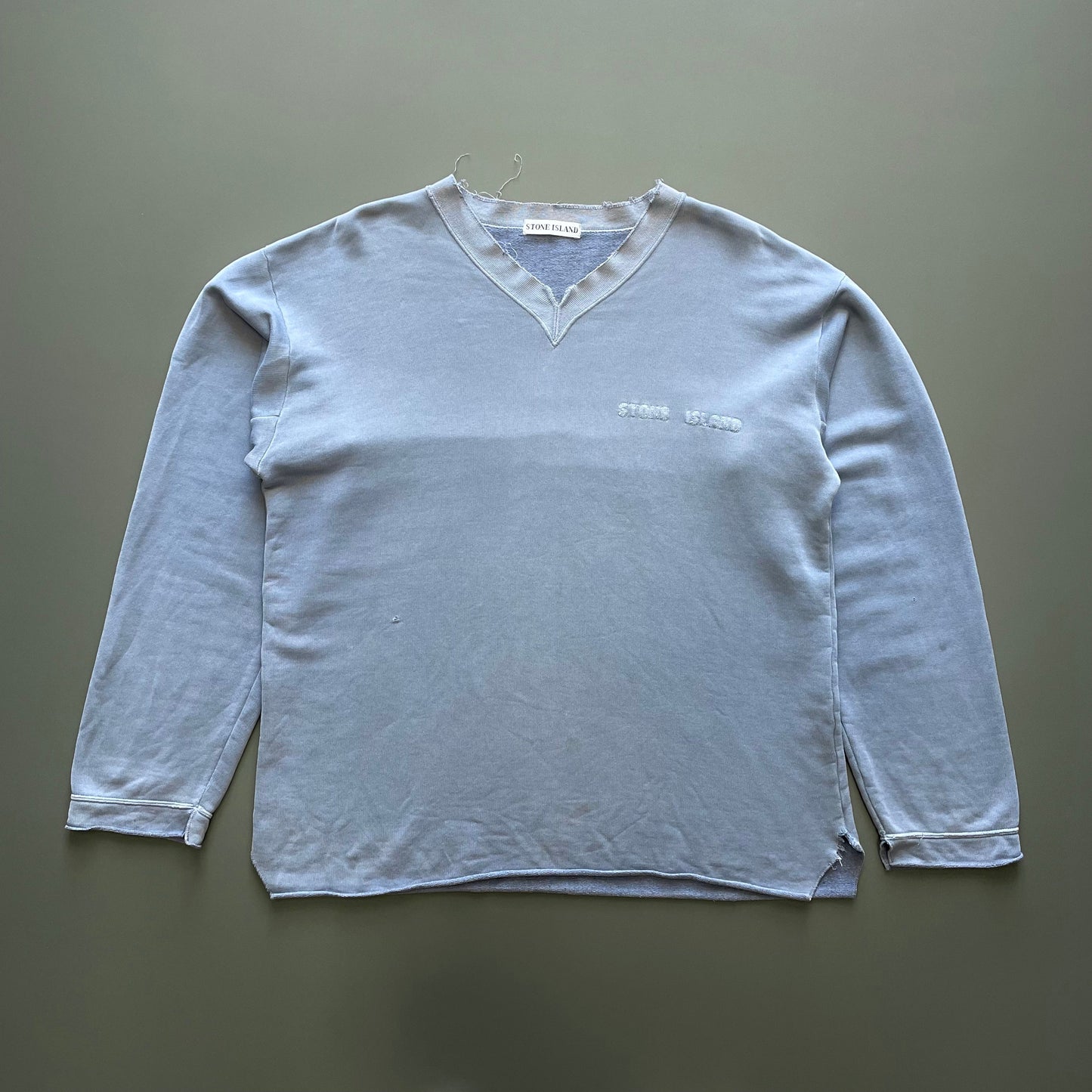 Stone Island Blue 90s Spellout Jumper | X-Large, Blue