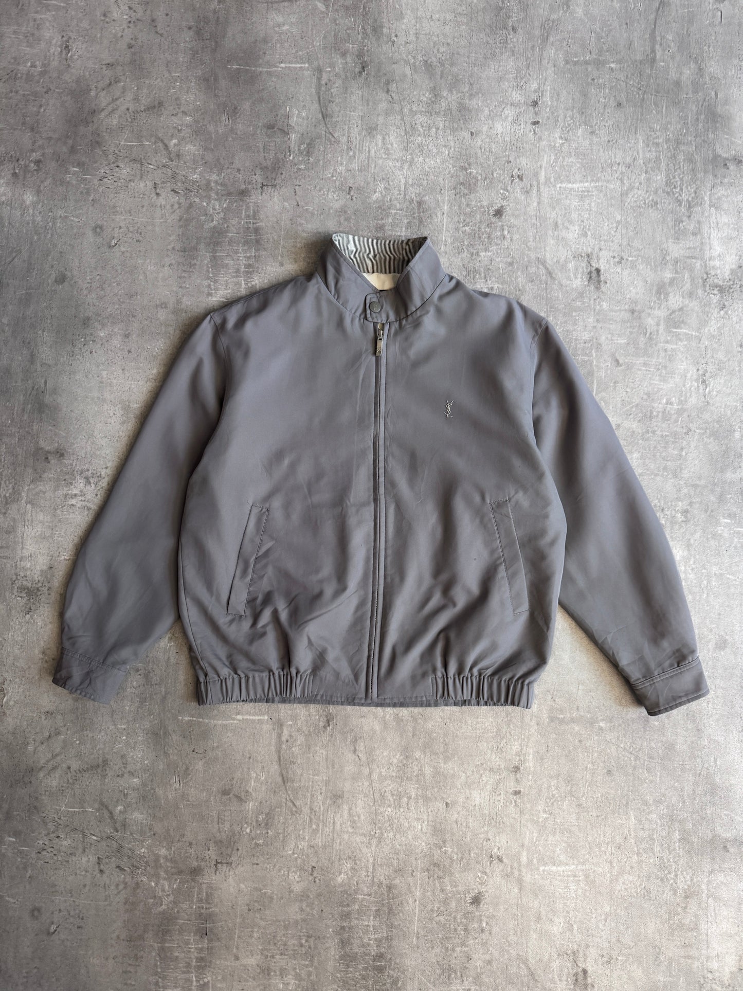 YSL Green-Grey Lightweight Embroidered Blouson