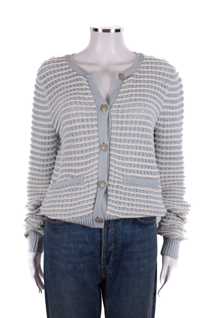 Rag & Bone L/S Stripe Cardigan Blue/ White M | O/S, Blue