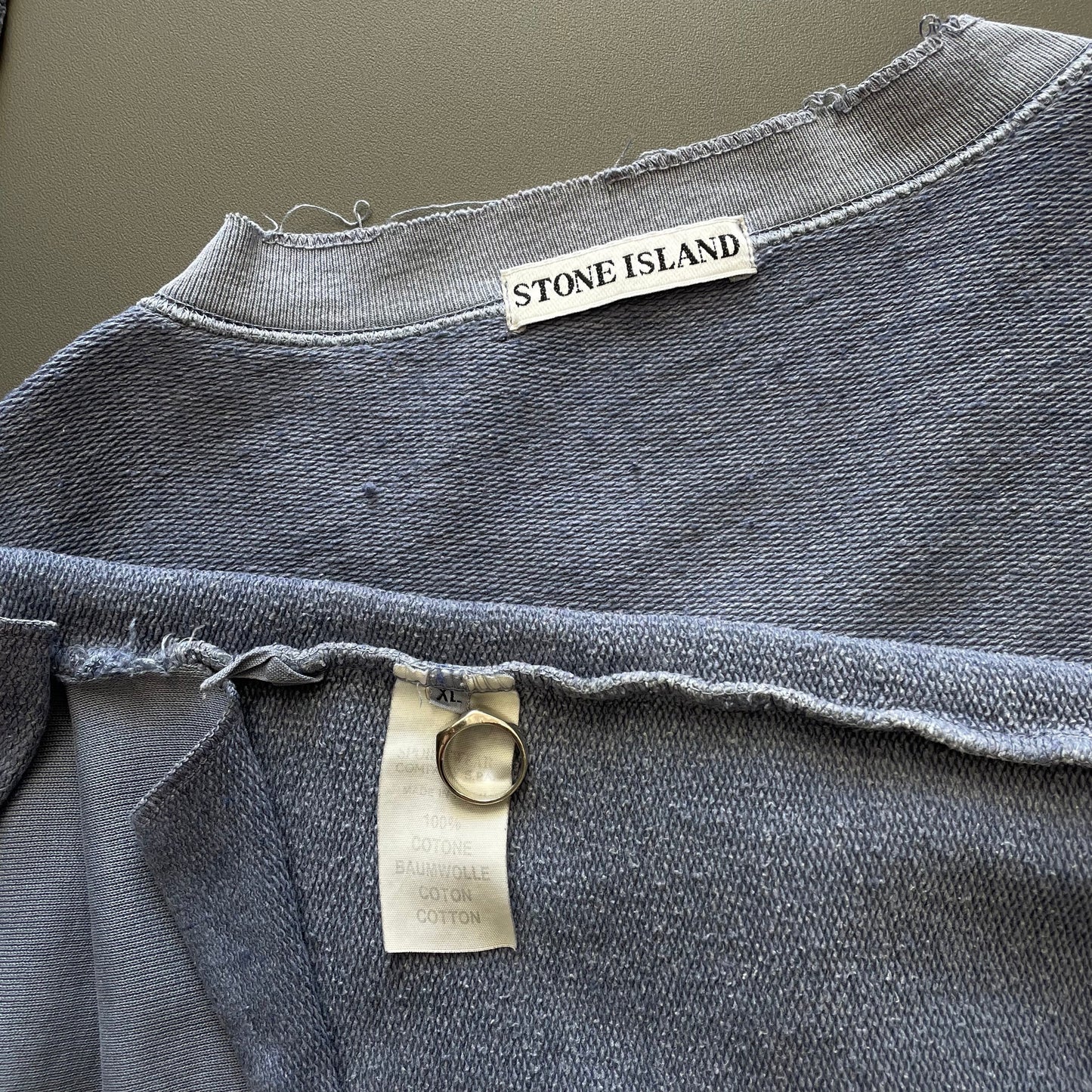 Stone Island Blue 90s Spellout Jumper | X-Large, Blue