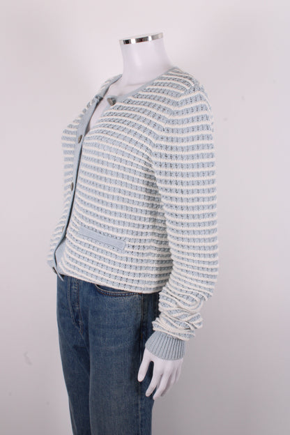 Rag & Bone L/S Stripe Cardigan Blue/ White M | O/S, Blue