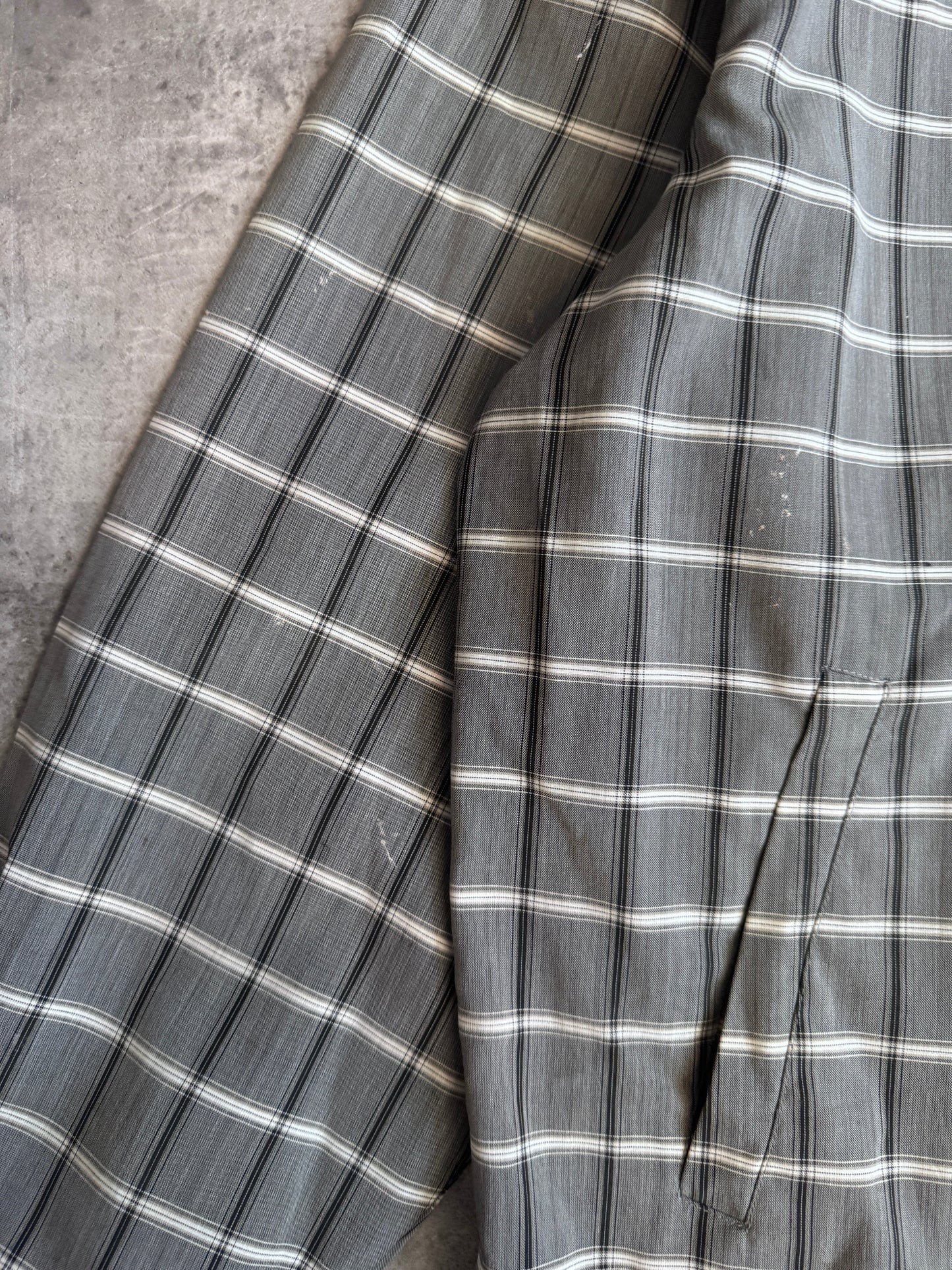 YSL Grey Check Lightweight Navy Detail Bomber Jacket (Sold As Seen)