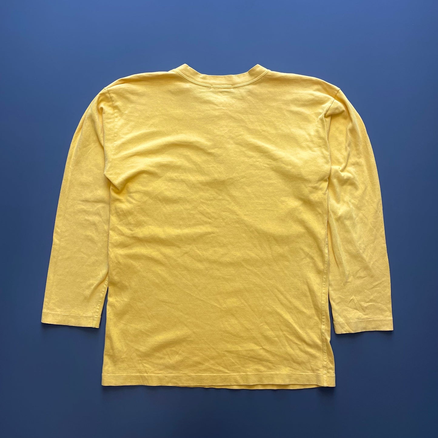 Stone Island Marina Yellow 80s Henley Long Sleeve T-Shirt | Large, Yellow